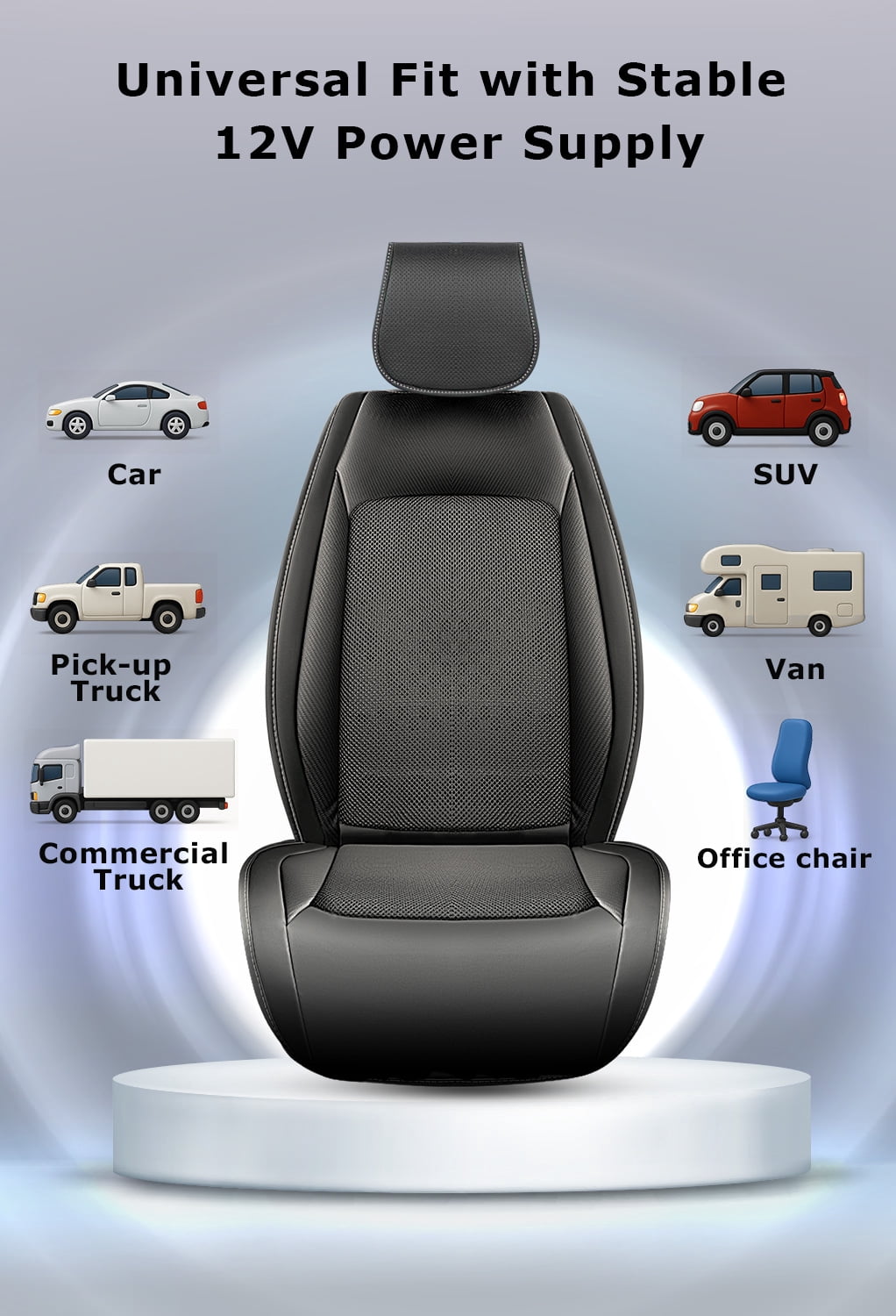 16-Fan Cooling Car Seat Cover–Ventilated Cushion for Cars, SUVs & Trucks, Universal Fit, 12V Ideal for Daily Commutes & Road Trips (No Headrest Cover)