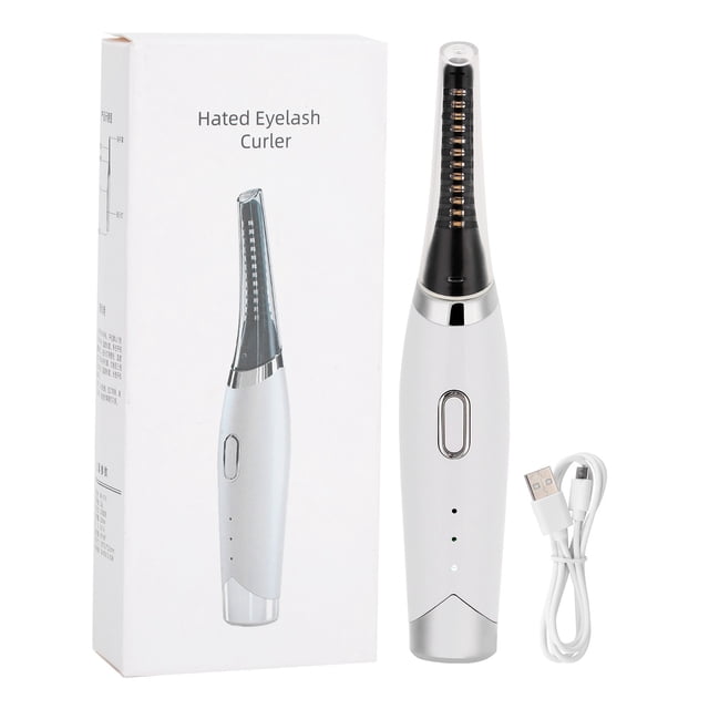 Rizador de pestañas eléctrico de larga duración, con calor, recargable por USB, herramienta de maquillaje.
