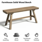 39 Farmhouse Solid Wood Dining Bench, Narrow Entryway Bench Seating for Living Room Bedroom Indoor