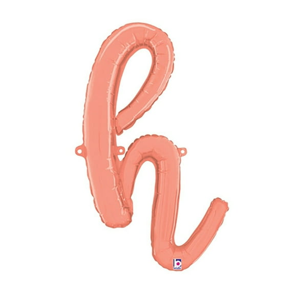 24 inch Script Letter H - Rose Gold (Air-Fill Only) Betallic Foil Mylar Balloon - Party Supplies Decorations