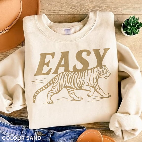 Easy Tiger Sweatshirt, Vintage Distressed Tiger Shirt, Oversized Retro Tiger Tee, Trendy Grunge Indie Boho Shirt, Graphic Tee, F2207 Tshirt All Size S-5XL