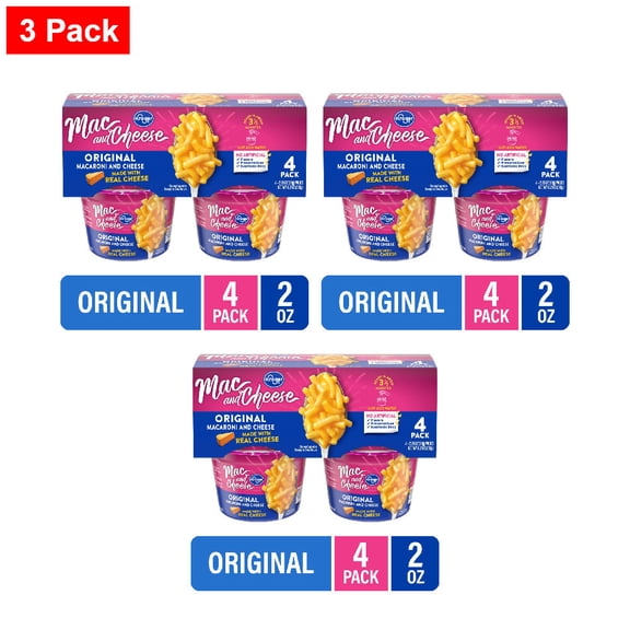 Kroger Original Mac and Cheese 2.05 oz - 4 Cup/Tub/Bowl - 3 Pack