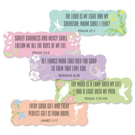 Scripture Stickers - Inspirational Scripture Stickers- Set of 42 Scalloped Edge Seals, 3/4