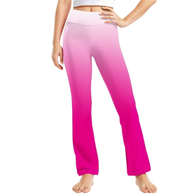 Odeerbi 2-13 Años Niñas Pierna Ancha Pantalones Yoga Gradiente Workout Danza Deportes Atlético Pantalones Elasticidad Lindo Alta Cintura Pantalones Pierna Recta