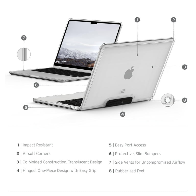 WAYIFON Case For MacBook Air 13.6 Inch M2/M3/M4 (2022-2025) - Anti-Crack TPU Bumper Hard Case, Transparent Black