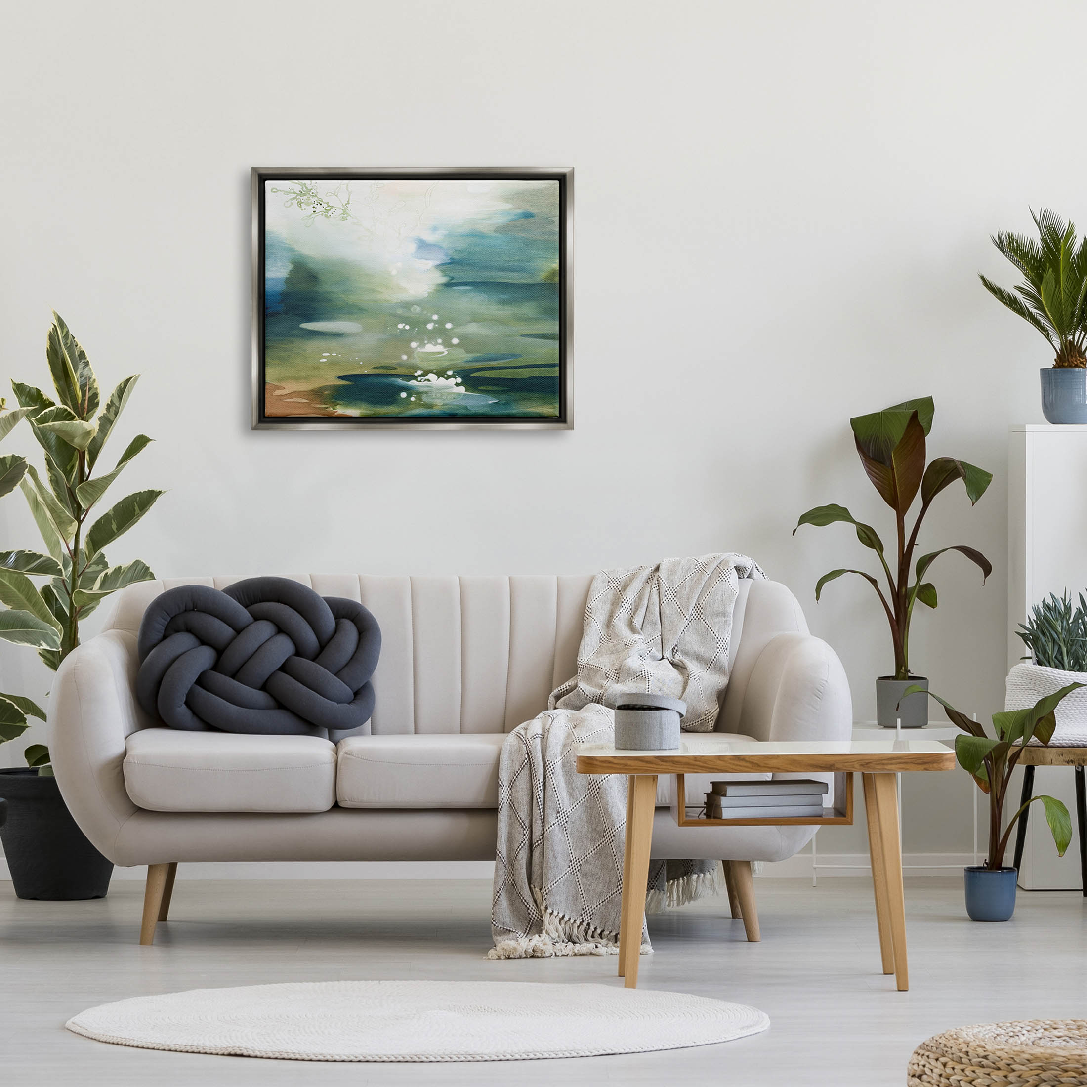 Water Surface Landscape Bubbles Abstract Painting Luster Gray Framed Art Print Wall Art