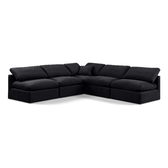 Meridian Furniture Indulge 169.5" Velvet L-Shaped Modular Sectional in Black