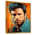 thumbnail image 2 of Designart "Aquamarine Portrait Of Affleck" Celebrity Floater Framed Canvas Wall Art, 2 of 5