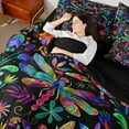 thumbnail image 4 of Castle Fairy Hippie Abstract Dragonfly Bedding Comforter Set 7-Piece for Female Men Women,Bohemian Chic Floral Flowers King Bedding Sets,Boho Exotic Style Ultra Soft Bed Sheets,Ultra Soft Home Decor, 4 of 8