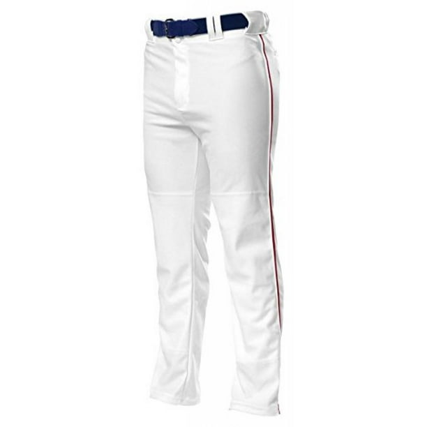 A4 Adult Pro Style Open Bottom Baggy Cut Baseball Pant M WHITE/CARDINAL