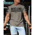 thumbnail image 3 of Gymish Rest At The End Workout Shirt for Men – Motivational Gym T-Shirt, Athletic Fitness Wear for Lifters, Warm Grey with Sleeve Logo, XX-Large, 3 of 6