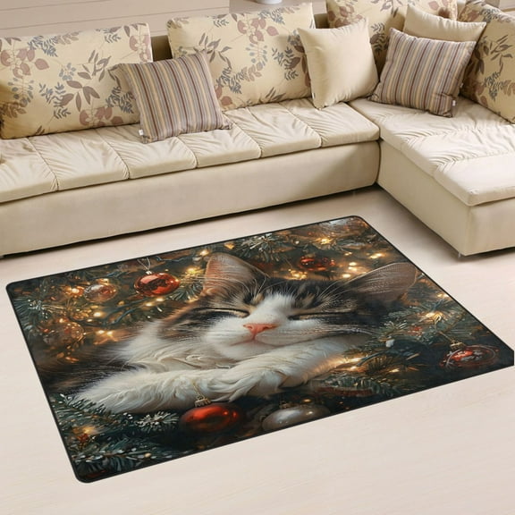 Ryvnso Dream Cat Christmas Area Floor Mat Non-Slip Carpet Soft Rugs Doormats 31" x 20"
