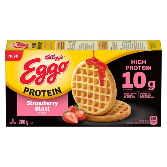 Kellogg’s Eggo Protein Strawberry Blast Waffles, EGGO PRTN STRW BLST WFL 8CT 280GMX12