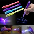 thumbnail image 3 of Juego de bolígrafos luminosos 2 en 1 para niño, set de 4 unidades de bolígrafos luminosos, color morado mágico, Combo de luz negra UV, tinta Invisible, juguetes educativos de aprendizaje, 3 of 4