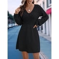thumbnail image 4 of Women'S V Neck Scale Pattern Knit A Line Long Sleeve Dress Sweater Dress, 4 of 9