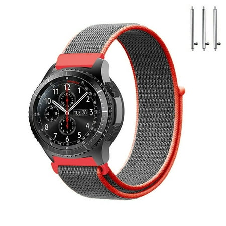 Kebiory Compatible with Samsung Galaxy Watch 3 45mm 46mm/Watch 46mm/Samsung Gear S3 Classic/Samsung Gear S3 Frontier 22MM Breathable Woven Soft Nylon Ring sports belt Replacement Strap-Red