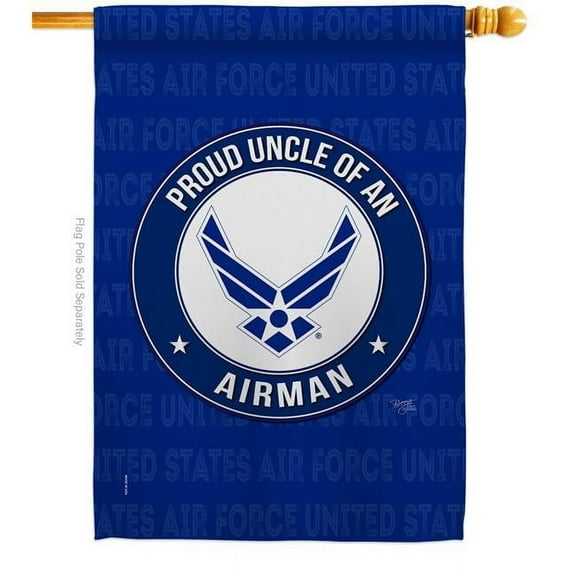 Breeze Decor H108595-BO Proud Uncle Airman House Flag Armed Forces Air Force 28 x 40 in. Double-Sided Decorative Vertical Flags for Decoration Banner Garden Yard Gift