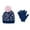 Blue, variant on CTM Girl's 7-14 Leopard Print Winter Pom Hat and Glove Set by Connex Gear