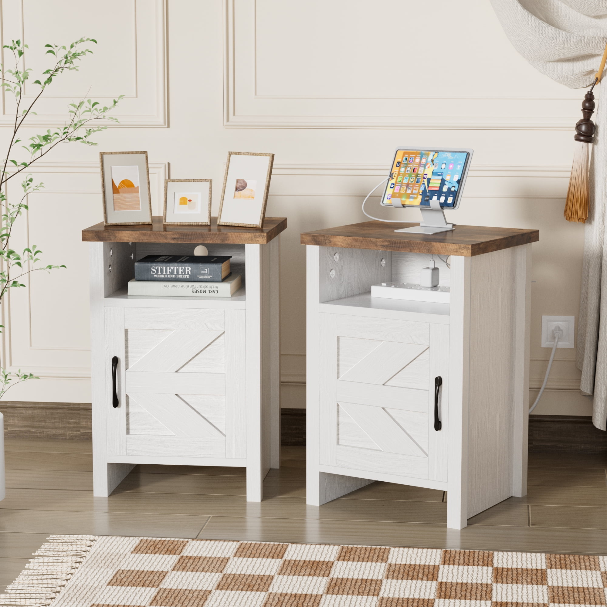 Devoko Natural Wood Farmhouse Nightstand for Bedroom with Devoko Natural Wood Farmhouse Nightstand for Bedroom with