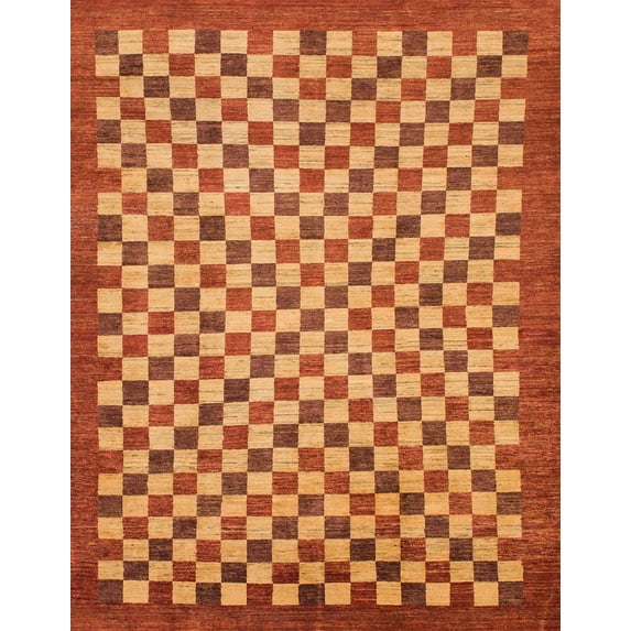 Ahgly Company Indoor Rectangle Abstract Orange Oriental Area Rugs, 7' x 9'