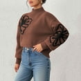 thumbnail image 4 of Weiqiqre Sweaters for Women Floral Mock Neck Long Sleeve Sweaters Dressy Casual Cute Pullover Knit Sweater Tops, 4 of 7