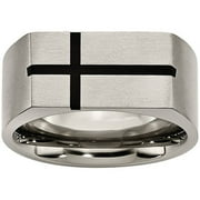 Titanium 10mm Black Enamel Cross Brushed Band