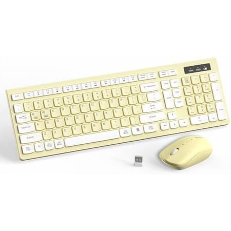 Wireless Keyboard and Mouse Combo Full-Sized Wireless Keyboard and Adjustable DPI Mouse 2.4GHz USB Receiver Keyboard and Mouse for PC Windows Desktop Laptop (Canary Yellow) Wireless Keyboard and Mouse Combo Full-Sized Wireless Keyboard and Adjustable DPI Mouse 2.4GHz USB Receiver Keyboard and Mouse for PC Windows Desktop Laptop (Canary Yellow)