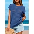 thumbnail image 6 of PRETTYGARDEN Womens Spring Tops Summer Shirts Crochet Cap Sleeve Sweater Pullover Cute Crew Neck Beach Cover Ups, 6 of 8