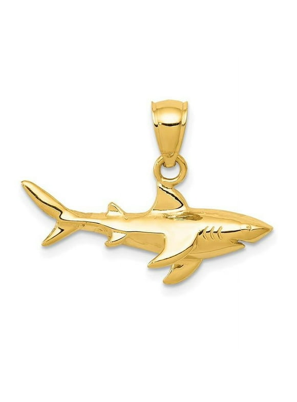 Finest Gold 14K Yellow Gold Shark Pendant