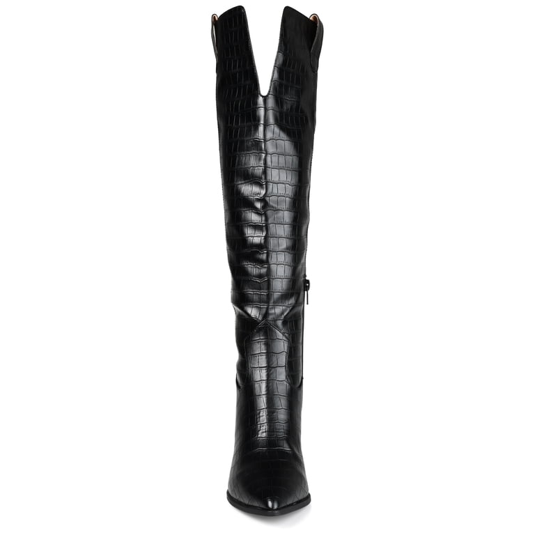 Journee Women's Therese Extra Wide Calf Boots - Comfort Foam, Black, Size 9, Stacked Heel