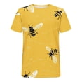 thumbnail image 5 of WHLBF Womens Tops Short Sleeved Honeybee Festival Casual Printed Round Neck T-shirt Yellow L, 5 of 5