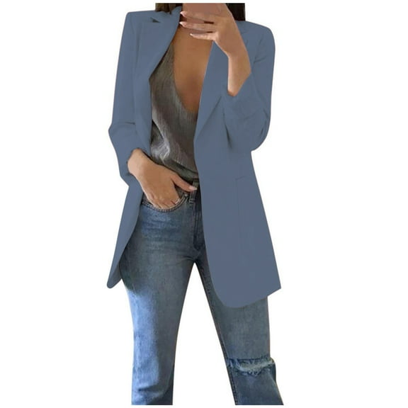 Elainilye Fashion Womens Jackets Blazers Windproof Coat Trench Coat Spring Coat Blouse Jacket Blazer Suit,Blue