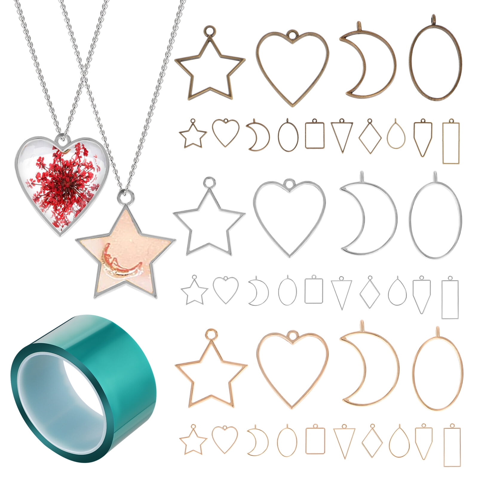 1 set of Open Bezels DIY Hollow Frames Pendants Jewelry Making Supplies