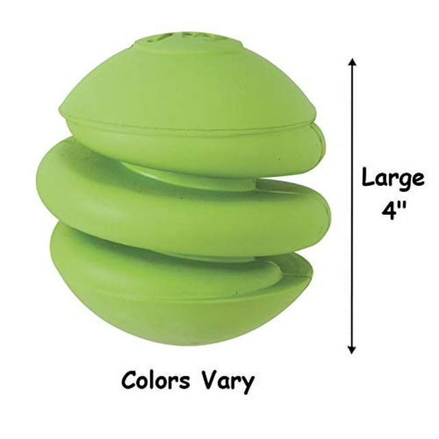 MPP Silly Sounds Spring Ball Dog Toy Natural Rubber Spiral Colors Vary Choose Size (Large - 4")