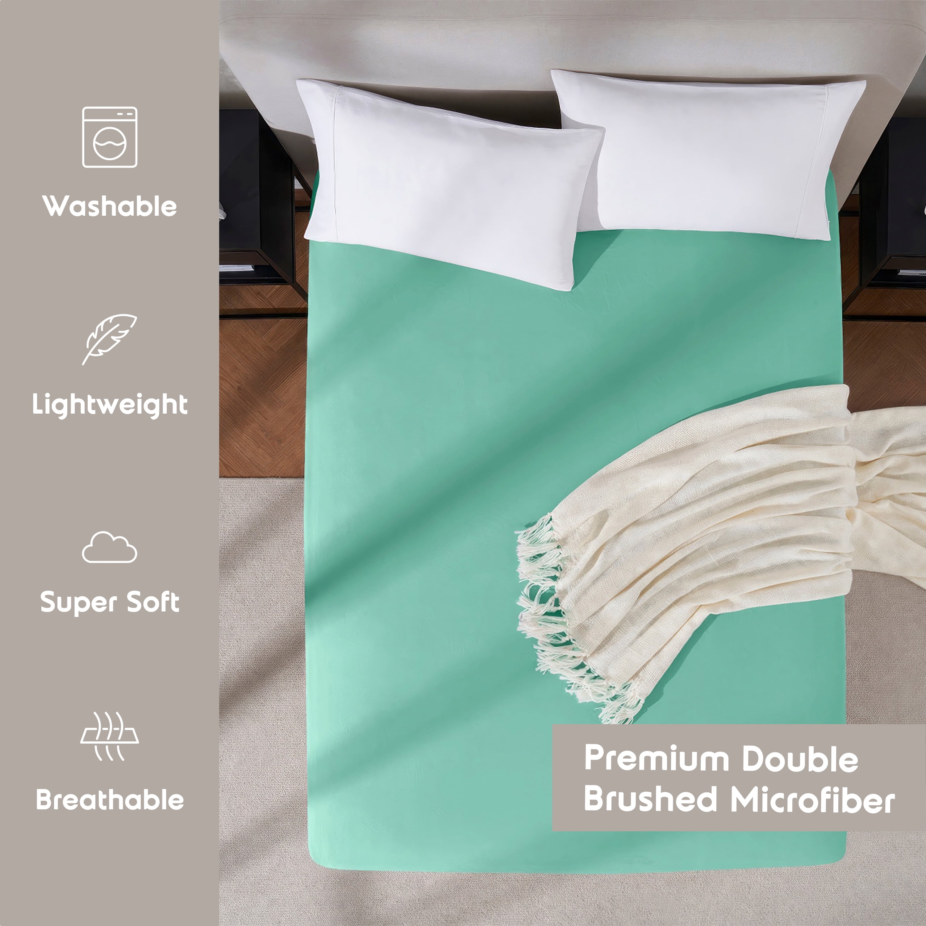 LammaLoe Extra Deep Pocket Full Size Fitted Sheet Only, Fits 18" to 24" Mattress, Soft Microfiber Fitted Bed Sheet, Mint Green