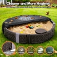 thumbnail image 4 of FUNTOK 47x47" Sandbox with Cover, Plastic Sand Box for Kids with 3 Removable Seats, Kid Outdoor Sandbox with Lid, Deep-Wall Design to Minimize Spills for Backyard Lawn Beach, 4 of 8