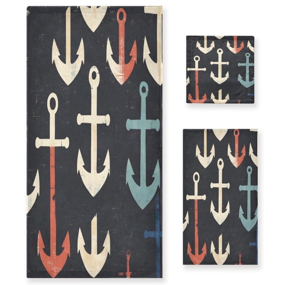 Three-Piece Towel Set Face Towel Towel Set Hand Towel Bath Towel Cotton Bath Towels Bath Towel Sets Hand Bath Towels Coloured Anchor