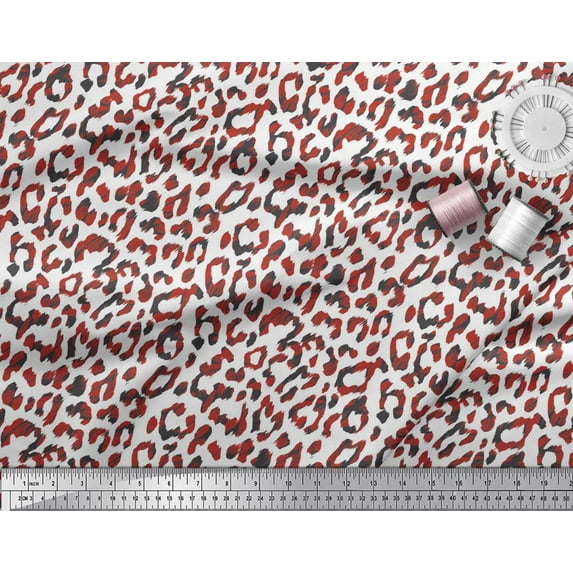 Soimoi Polyester Crepe Fabric Leopard Animal Skin Printed Craft Fabric by The Yard 42 Inch Wide