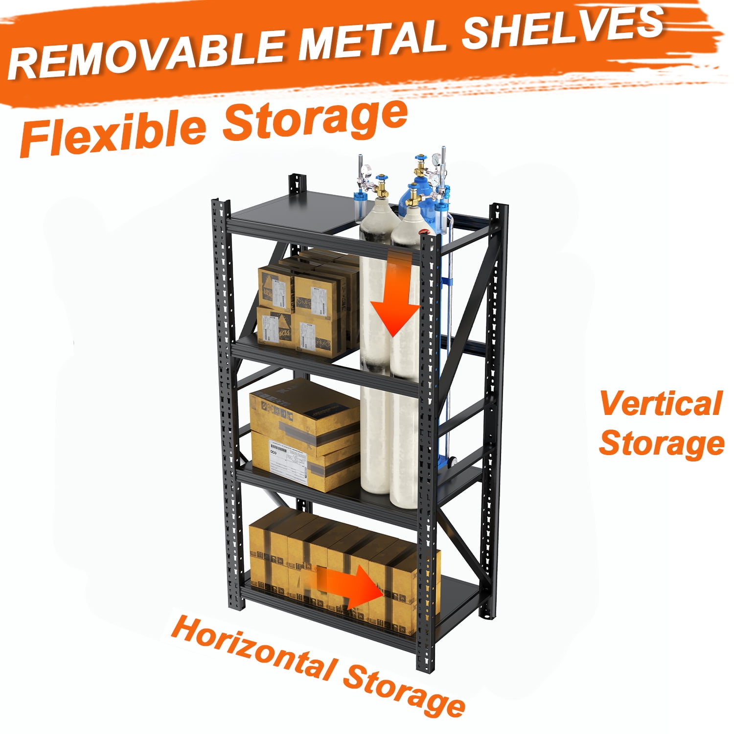 31.5"W Heavy Duty Storage Shelves, 2500LBS Metal Garage Shelving Units, 4 Tier Adjustable Large Industrial Shelves for Warehouse Workshop Basement (31.5"W x 13.8"D x 73.2"H)