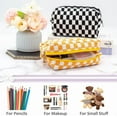 thumbnail image 3 of Checkered Makeup Bag for Purse Portable Zipper Make Up Pouch Small Cosmetic Case for Travel Accessories Pink White, 3 of 10