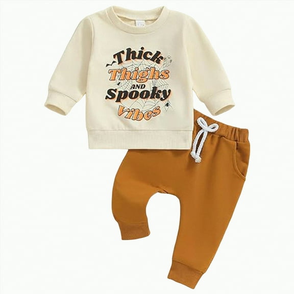 Kids Outfits Sets Little Boys Fall/Winter Cotton Long Sleeve Drawstring Pants 6 9 12 18 24 Months Sweatshirt Tops and Set 2 Piece