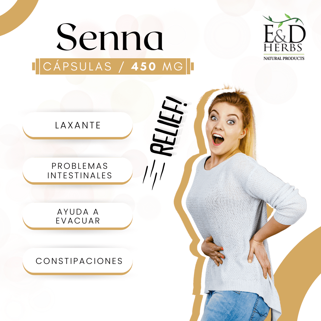 E&D Herbs 60 Senna Capsules Of 450 Mg For Intestinal Remedy