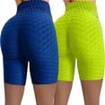 thumbnail image 4 of Gibobby Pantalon cortos yoga mujer Pantalones de cintura elástica alta para fitness, pantalones cortos de Yoga arrugados para mujer, pantalones de Yog(Azul,M), 4 of 5
