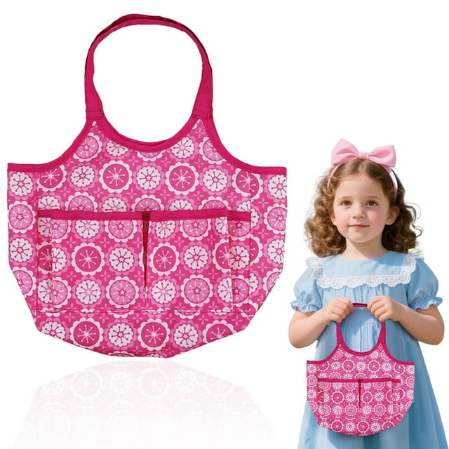 Sac d'Accessoires pour Poupée, Sac pour Jouet de Jeu d'Imitation, Sac à Couches pour Poupée et Sac de Rangement, Sac de Transport et d'Alimentation Portable 7.5x11.8 Pouces, 1Pcs Sac de Rangement d'Accessoires de Voyage pour Poupée Rose