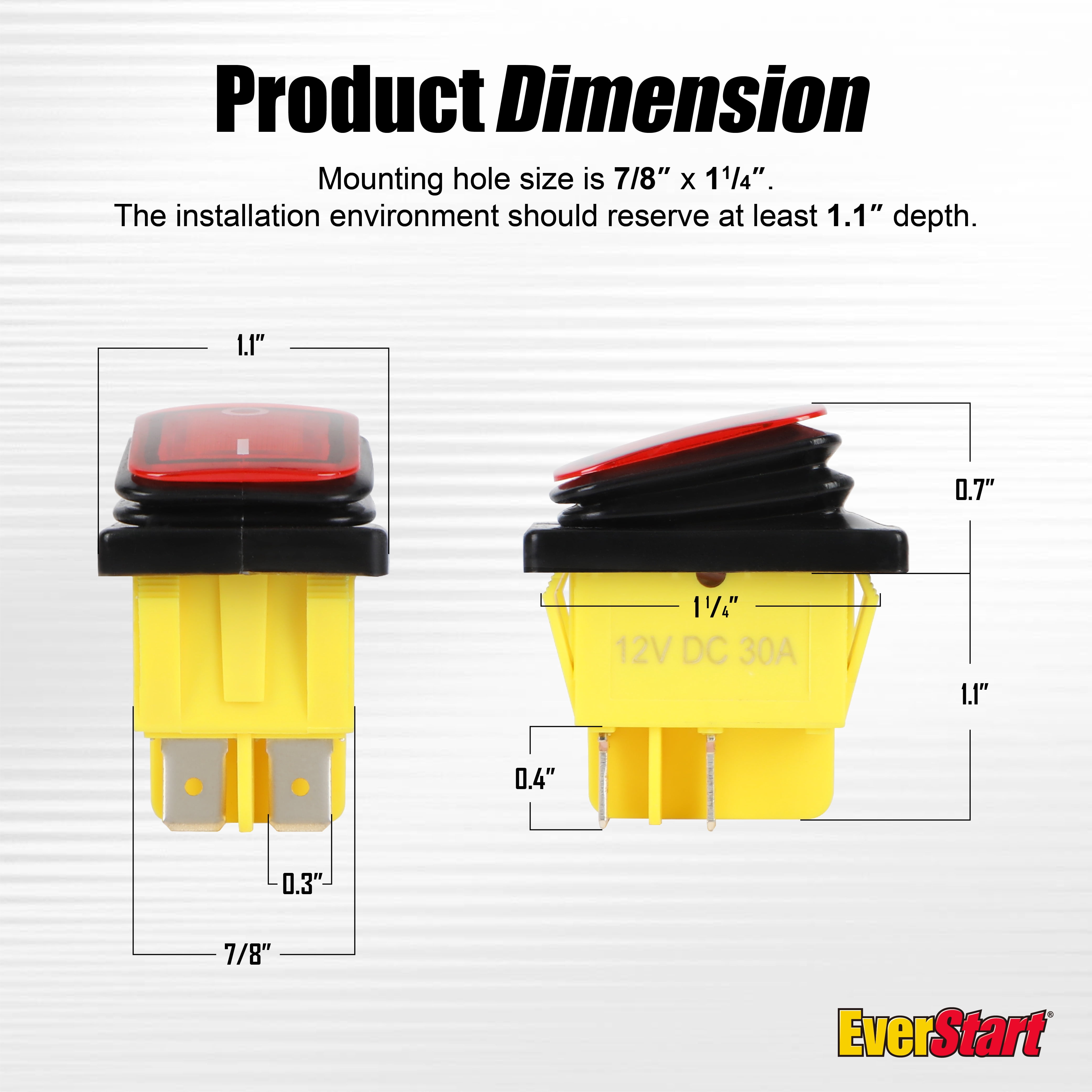 EverStart 30 Amp 12 Volt DC Universal Lighted Rocker Switch Illuminated 4 Pin