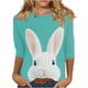 thumbnail image 3 of TaTaai Women's Casual Easter Top Round Neck 3/4 Sleeve Pullover T-Shirt Printed Design Loose Fit Holiday Spring Festival Blouse Gift, 3 of 5