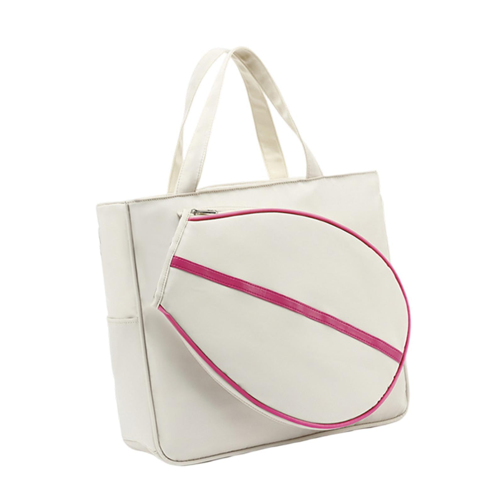 Baoblaze Tennis Tote Bag Fitness Large Detachable Racquet Cover Duffle Bag Racket Bag white