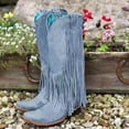 thumbnail image 2 of Xiaoxatg Women's Mid-Calf Boots Plus Size Winter Heel Fringe Boots Stylish High Heel Tall Footwear for Various Occasions 5 Blue, 2 of 6