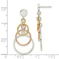 thumbnail image 2 of 925 Sterling Silver Polished Flash Gold Plated Circle Dangle Post Earrings 38x18mm Wide Dangle Earring for Women, 2 of 2