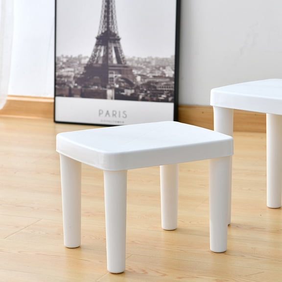 ELAYARD 1Pc White Anti-Skid Stool Plastic Footstool for Household Indoor and Outdoor Use